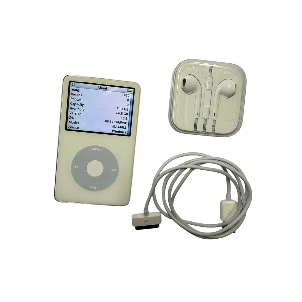 Apple iPod Classic 6th Gen 80GB Silver A1238 Bundle with Cable and Wall Charger